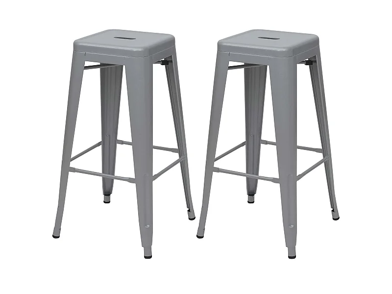Lot de 2 tabourets métal grise 43 x 43 x 77 cm 04_0000108