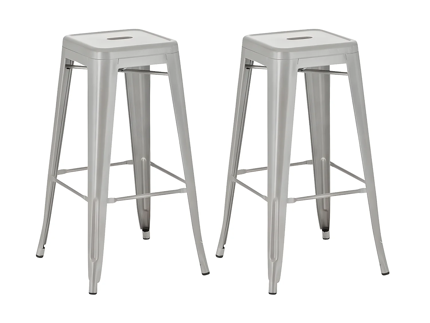 Lot de 2 tabourets métal grise 43 x 43 x 77 cm TDB10118