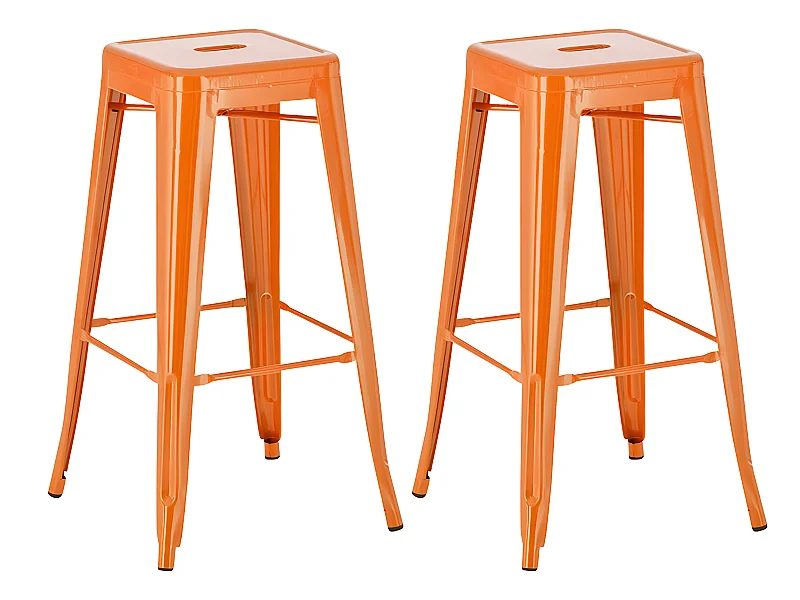 Lot de 2 tabourets métal argentée 43 x 43 x 77 cm TDB10120