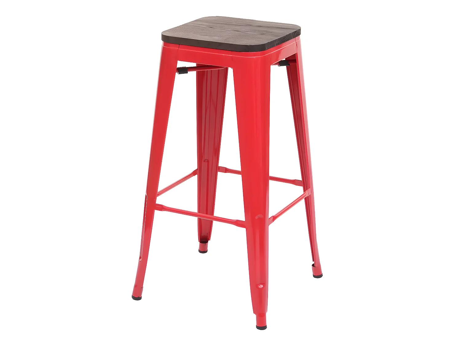 Lot de 2 tabourets de bar style industriel factory en métal rouge assise en bois 04_0000486