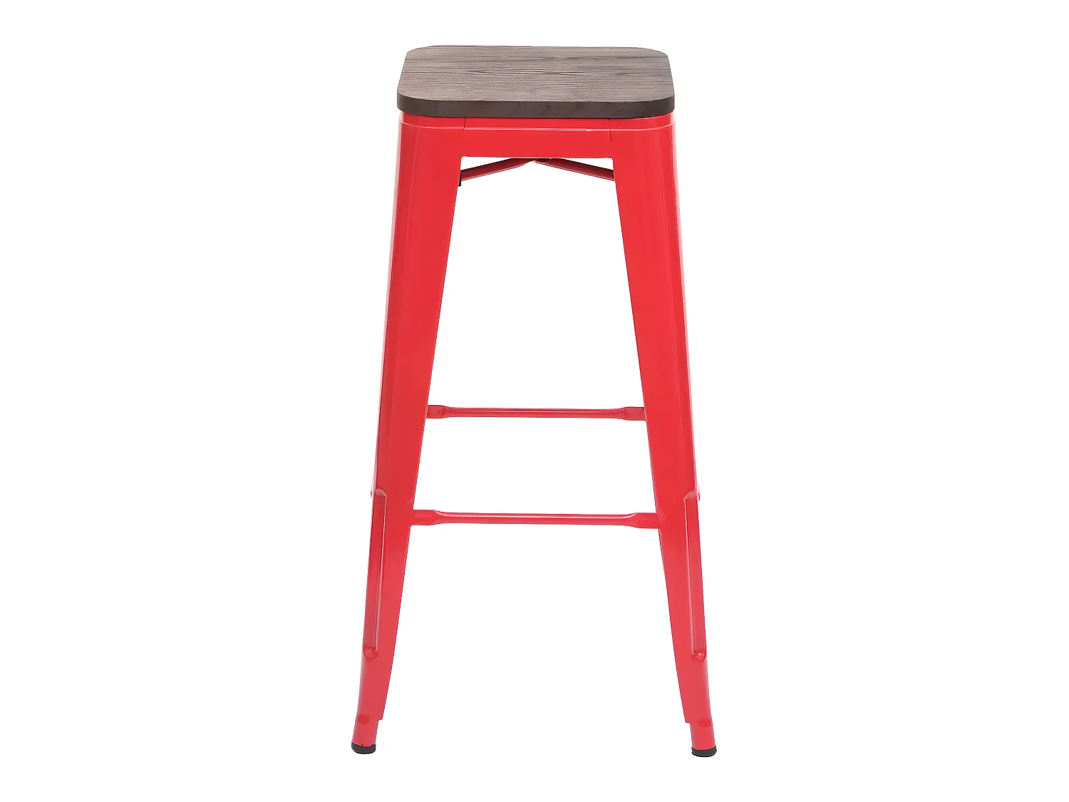 Lot de 2 tabourets de bar style industriel factory en métal rouge assise en bois 04_0000486