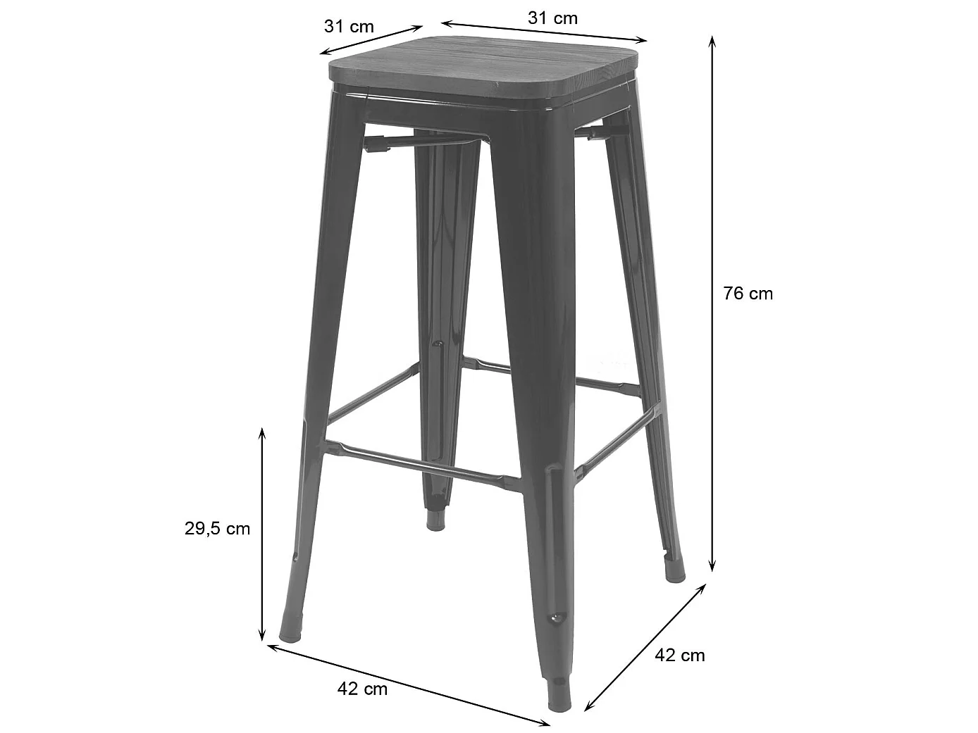 Lot de 2 tabourets de bar style industriel factory en métal rouge assise en bois 04_0000486