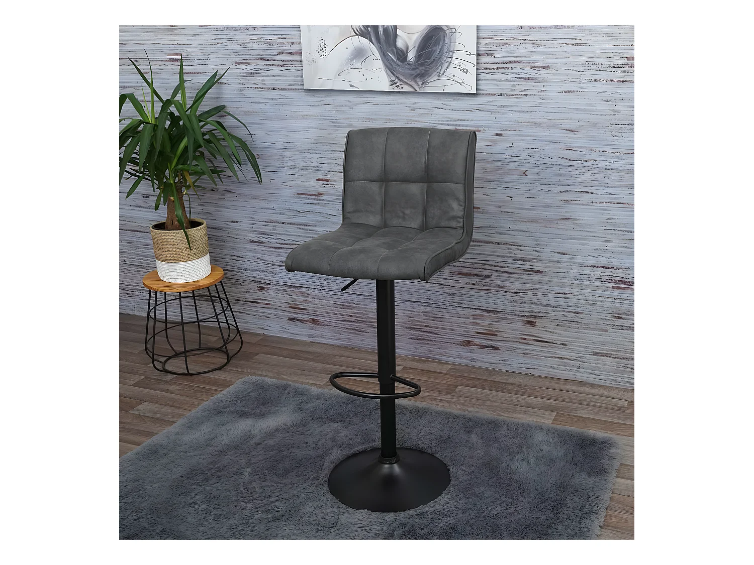 Tabouret de bar chaise grise 44 x 46 x 95 cm 04_0001235