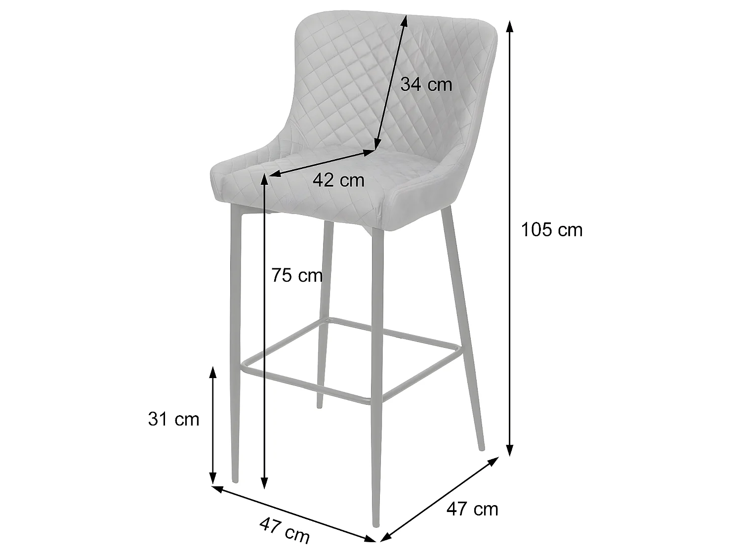 Lot de 2 tabourets tissu grise 47 x 47 x 105 cm 04_0000157