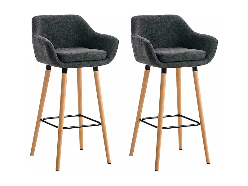 Lot de 2 tabourets tissu grise 55 x 46 x 99 cm 10_0000273