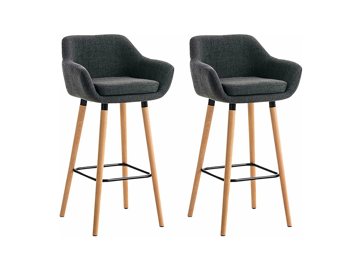 Lot de 2 tabourets tissu grise 55 x 46 x 99 cm 10_0000273