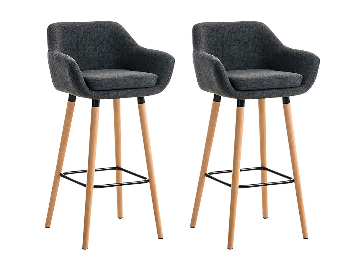 Lot de 2 tabourets tissu grise 55 x 46 x 99 cm 10_0000274