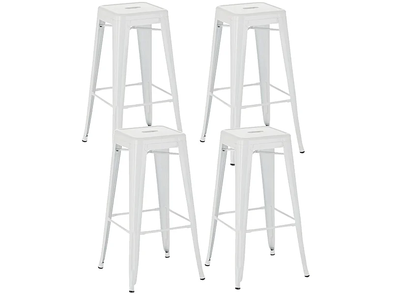 Lot de 4 tabourets métal blanche 43 x 43 x 77 cm 10_0001073