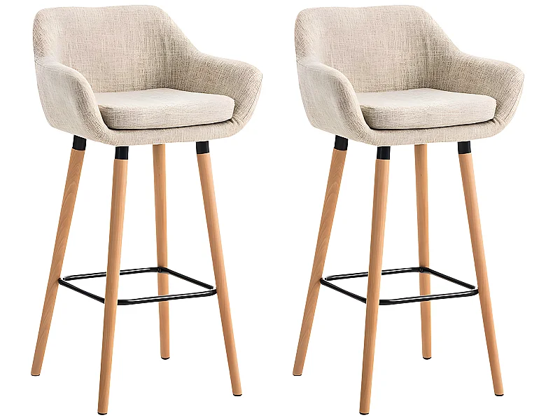 Lot de 2 tabourets tissu crème 55 x 46 x 99 cm 10_0000275