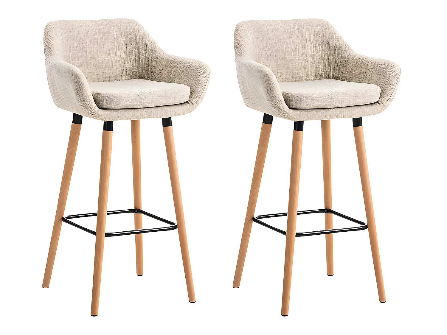 Lot de 2 tabourets tissu crème 55 x 46 x 99 cm 10_0000275