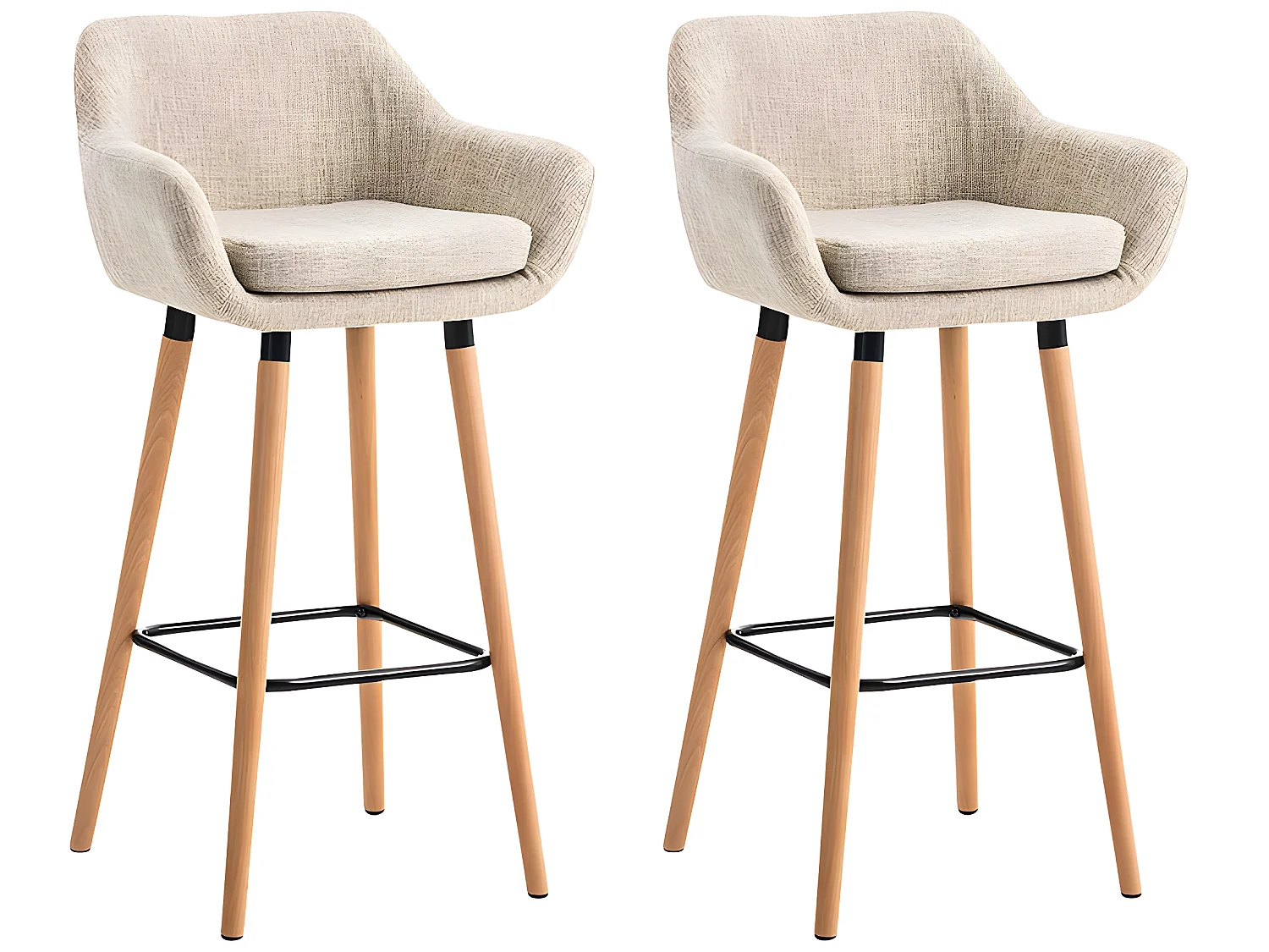 Lot de 2 tabourets tissu crème 55 x 46 x 99 cm 10_0000275