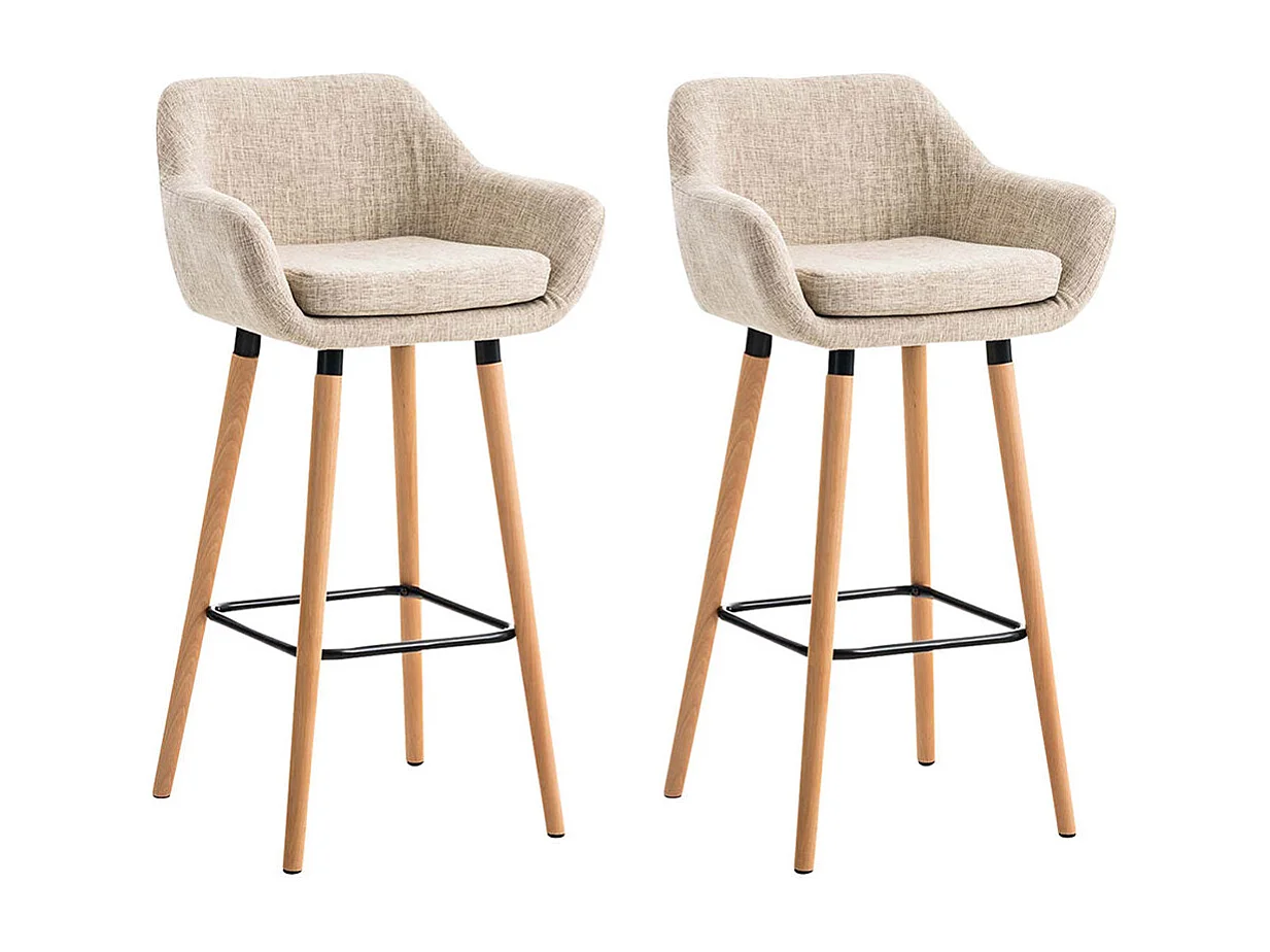Lot de 2 tabourets tissu crème 55 x 46 x 99 cm 10_0000275