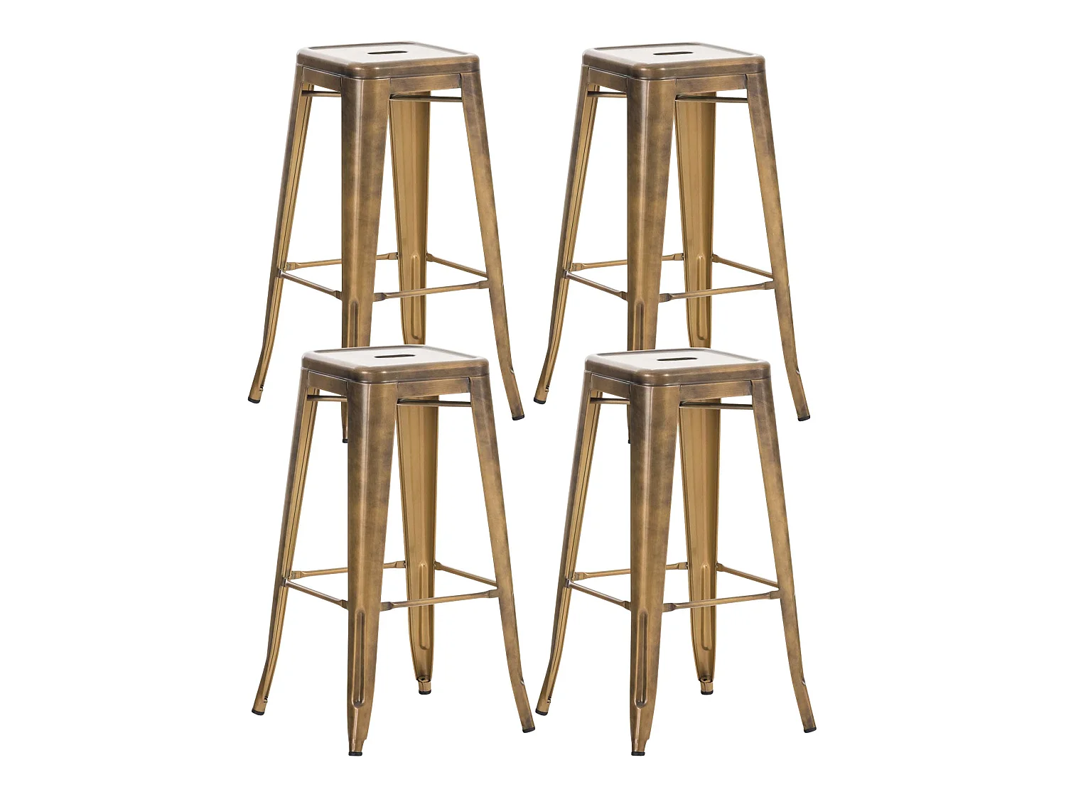 Lot de 4 tabourets métal argentée 43 x 43 x 77 cm 10_0000938