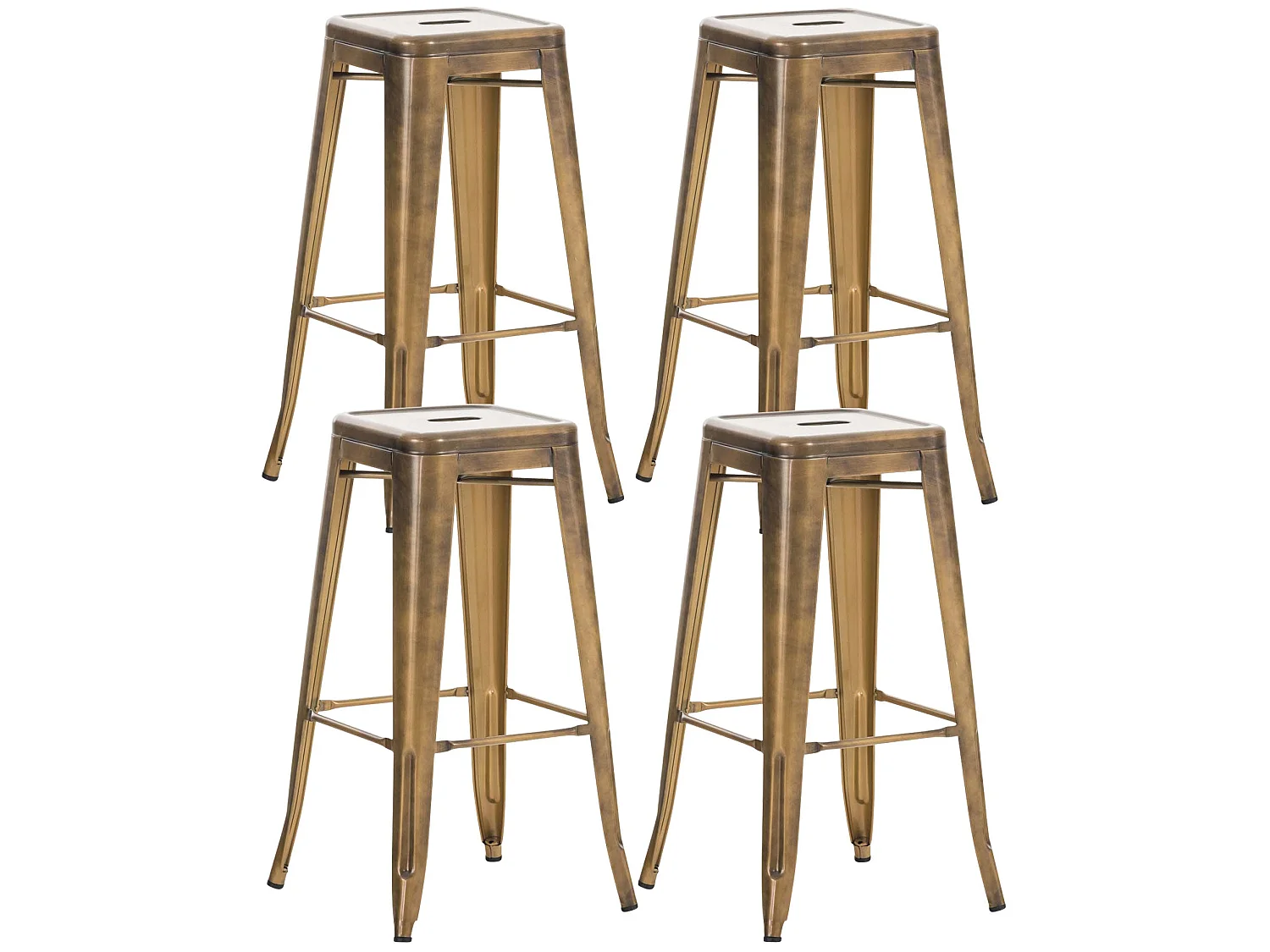 Lot de 4 tabourets métal argentée 43 x 43 x 77 cm 10_0000938