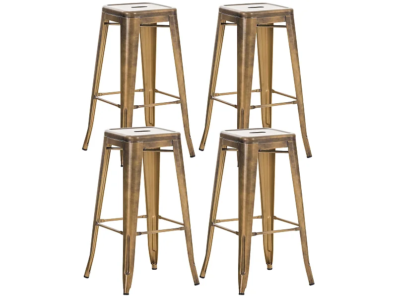 Lot de 4 tabourets métal argentée 43 x 43 x 77 cm 10_0000938
