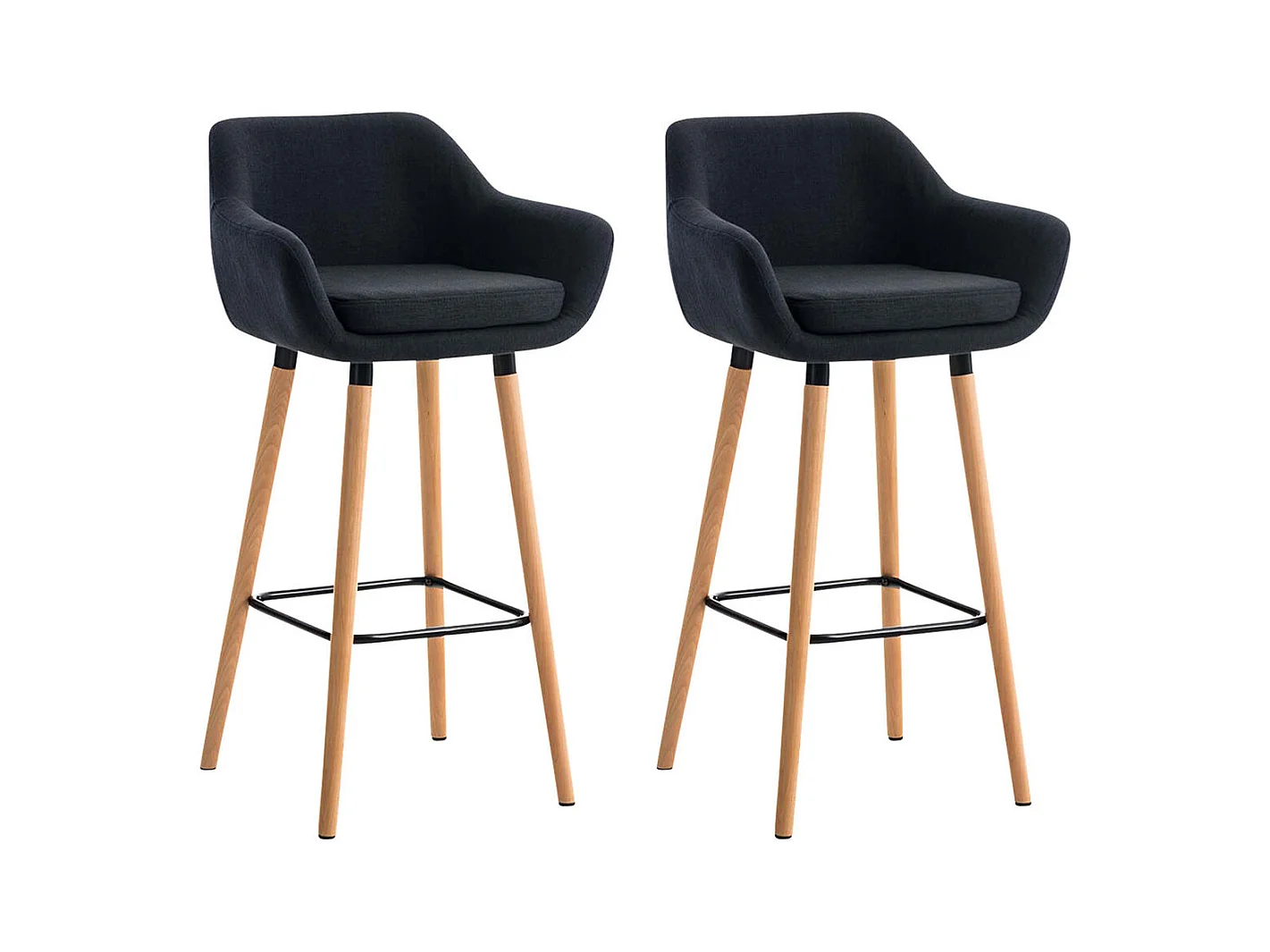 Lot de 2 tabourets tissu noire 55 x 46 x 99 cm 10_0000271