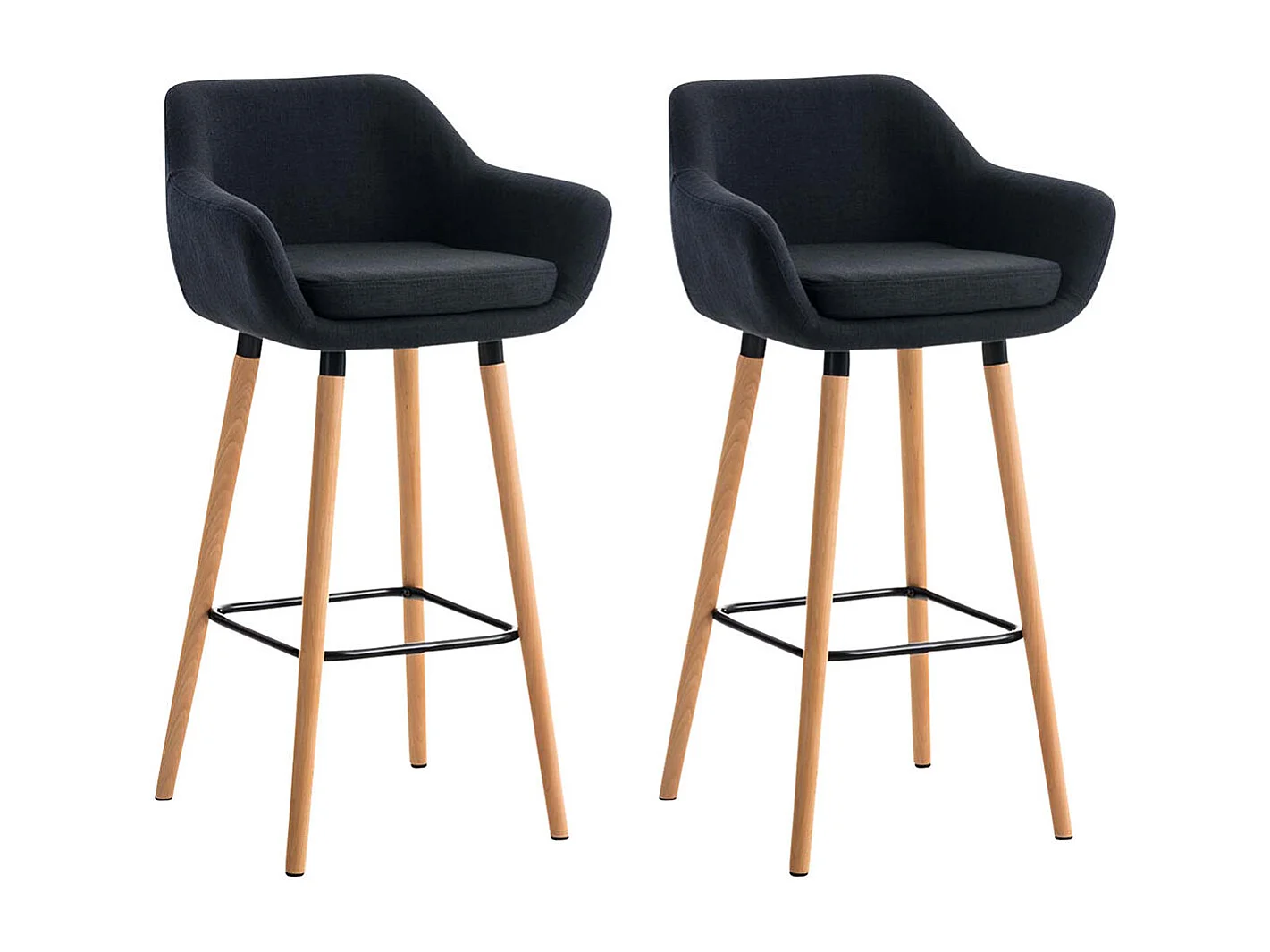 Lot de 2 tabourets tissu noire 55 x 46 x 99 cm 10_0000271