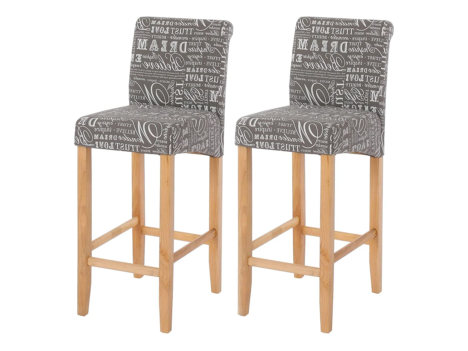Lot de 2 tabourets tissu grise 39 x 53 x 105 cm TDB04075