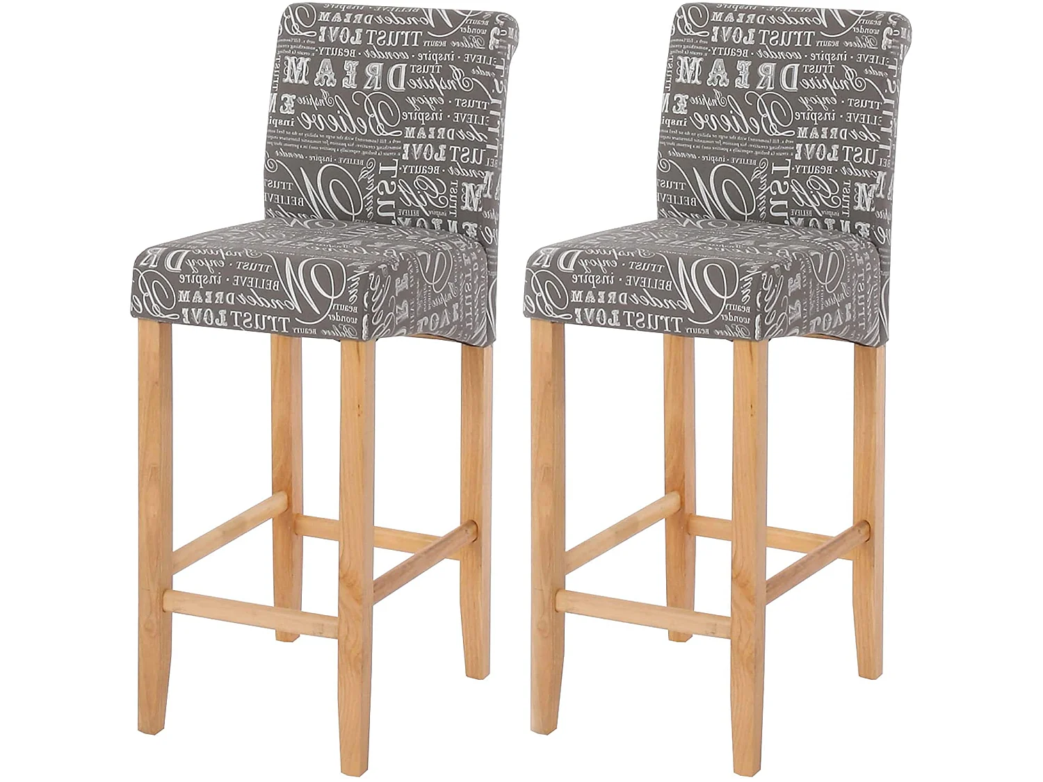 Lot de 2 tabourets tissu grise 39 x 53 x 105 cm TDB04075