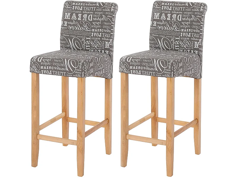Lot de 2 tabourets tissu grise 39 x 53 x 105 cm TDB04075