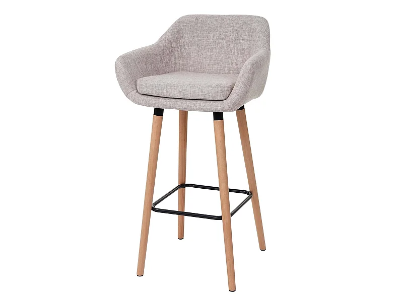 Tabouret de bar chaise tissu crème 53 x 45 x 99 cm 04_0005297