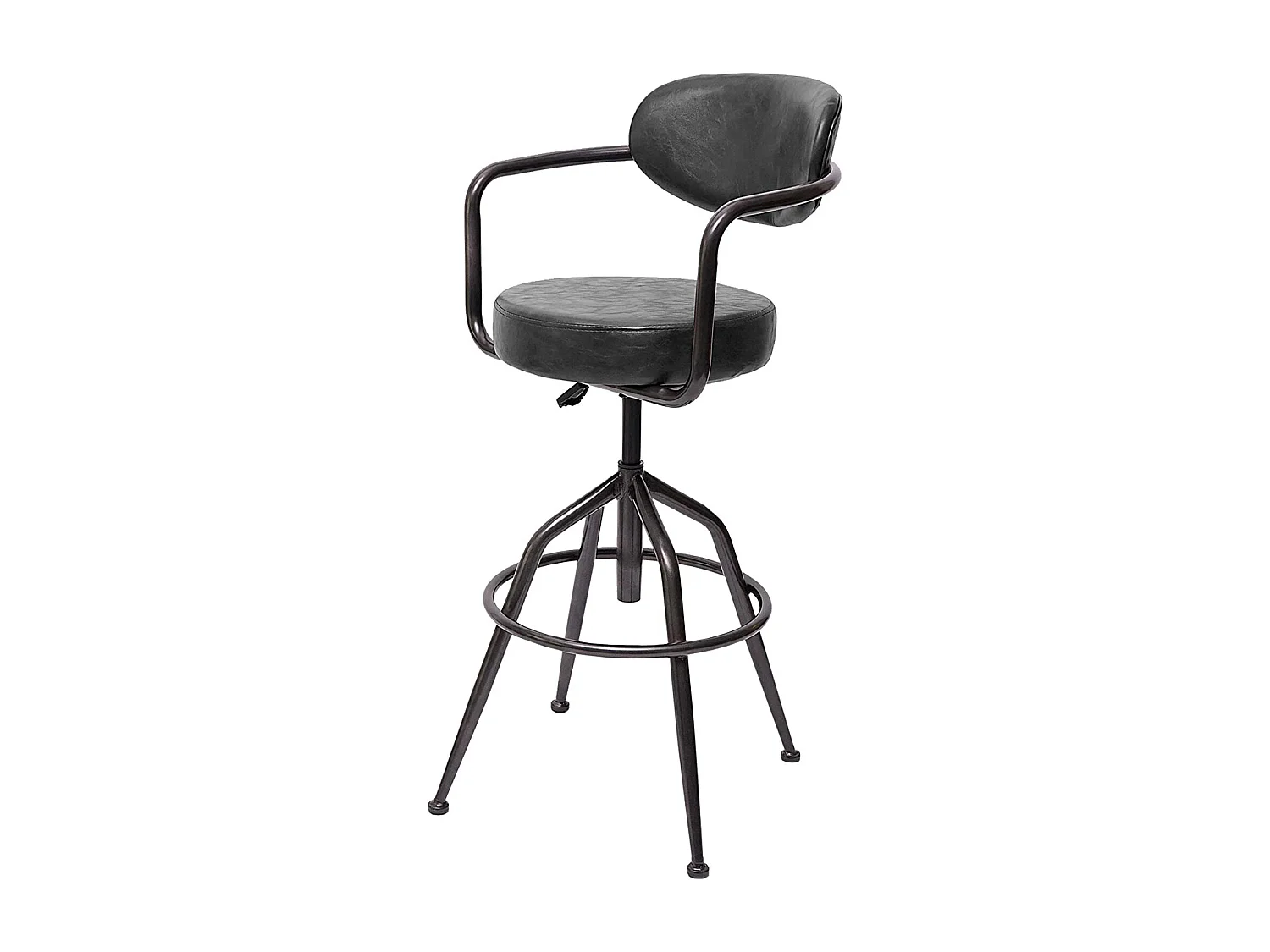 1x taburete de bar giratorio estilo industrial vintage gris regulable en altura con respaldo TDB04057