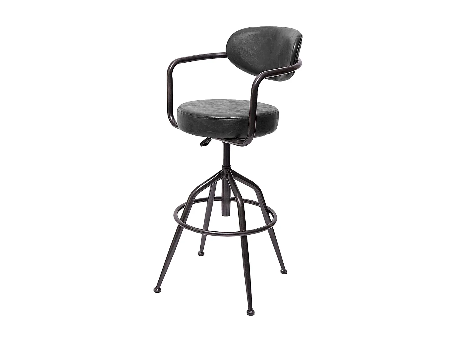 1x taburete de bar giratorio estilo industrial vintage gris regulable en altura con respaldo TDB04057