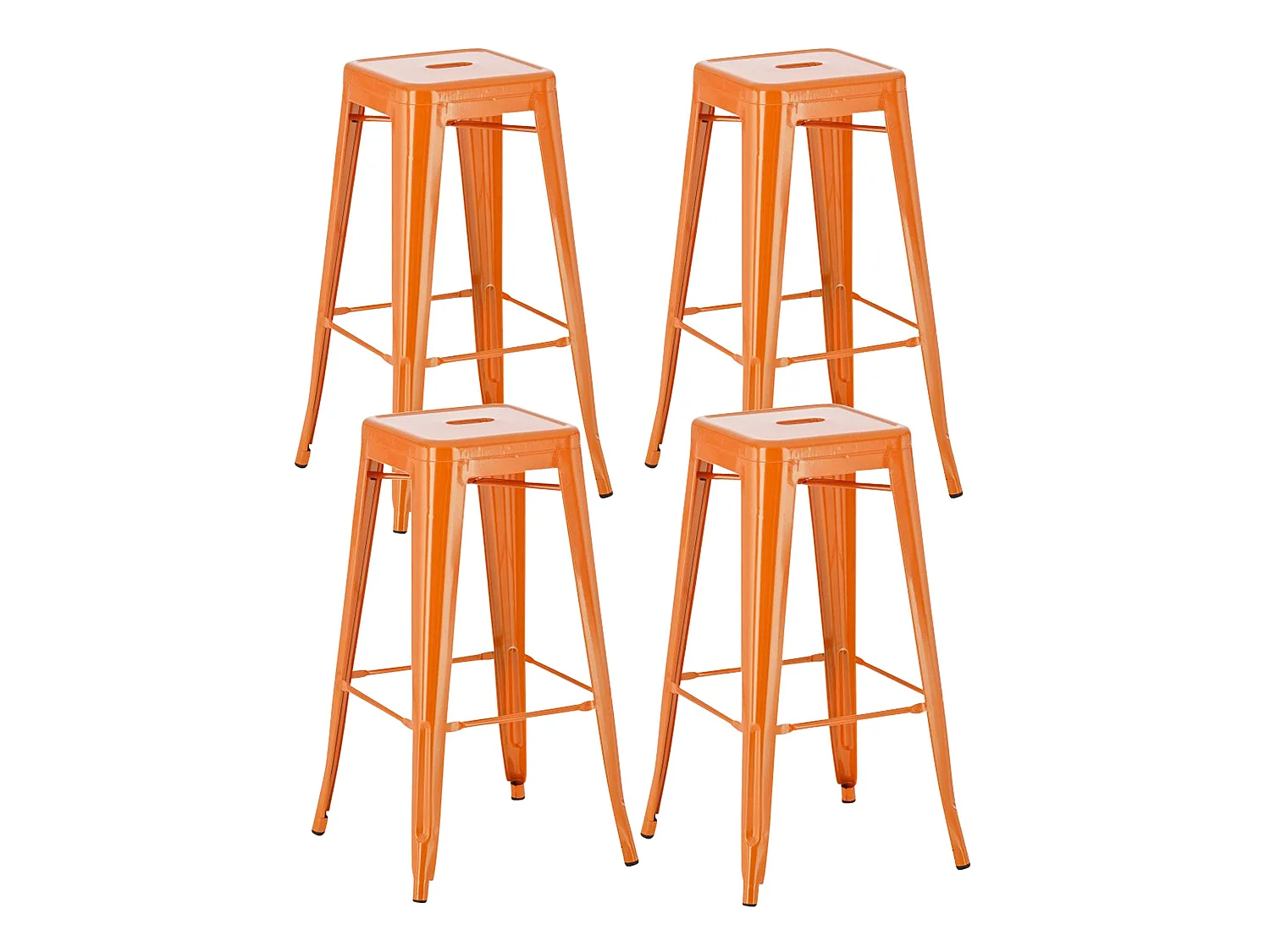 Lot de 4 tabourets métal argentée 43 x 43 x 77 cm TDB10290