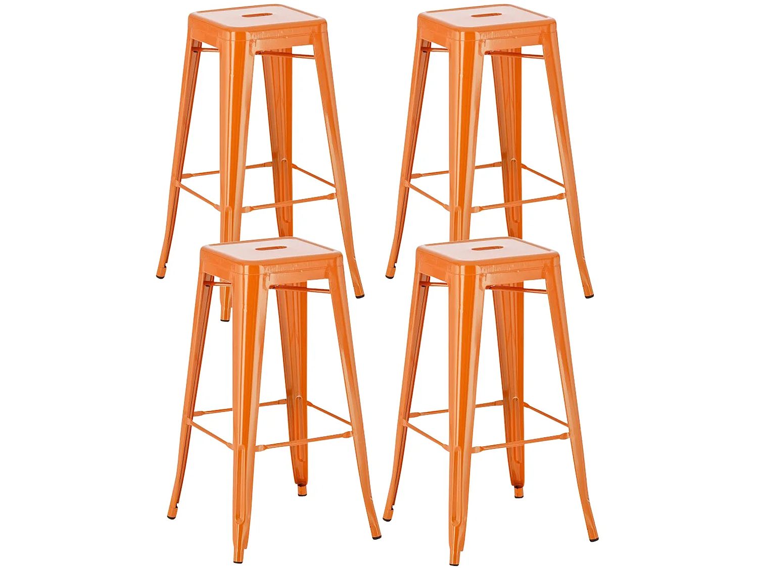 Lot de 4 tabourets métal argentée 43 x 43 x 77 cm TDB10290