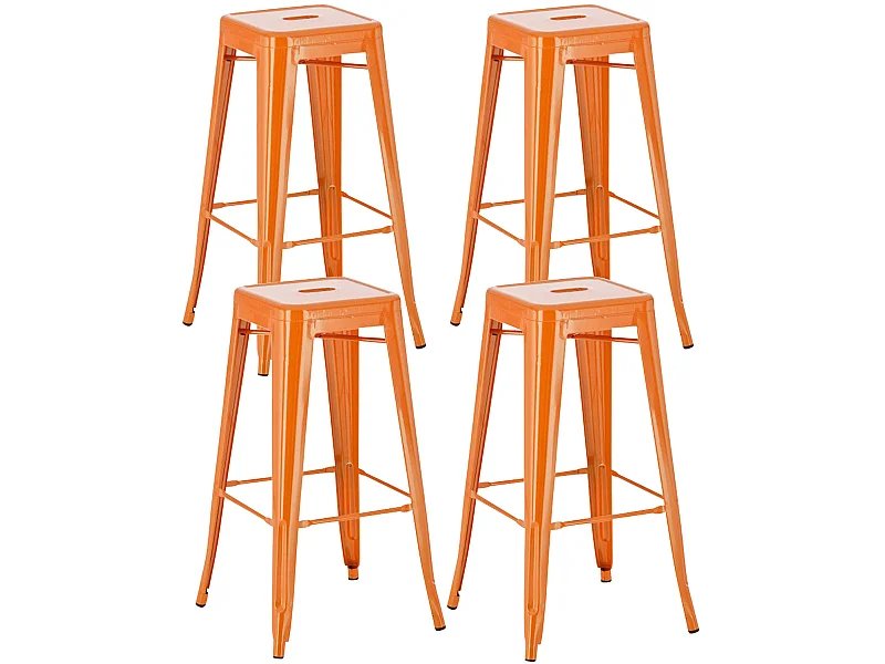 Lot de 4 tabourets métal argentée 43 x 43 x 77 cm TDB10290