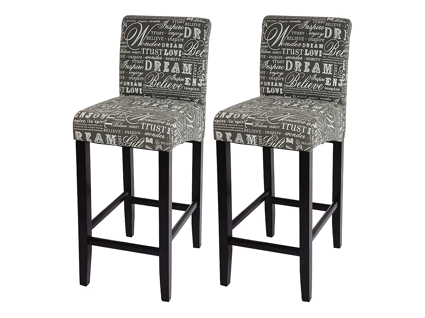 Lot de 2 tabourets tissu grise 39 x 53 x 105 cm TDB04074