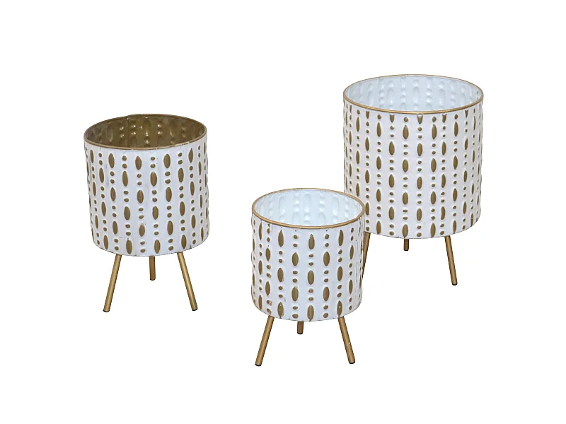 Ensemble de pots de métal blanche 26 x 26 x 36 cm ETA05029