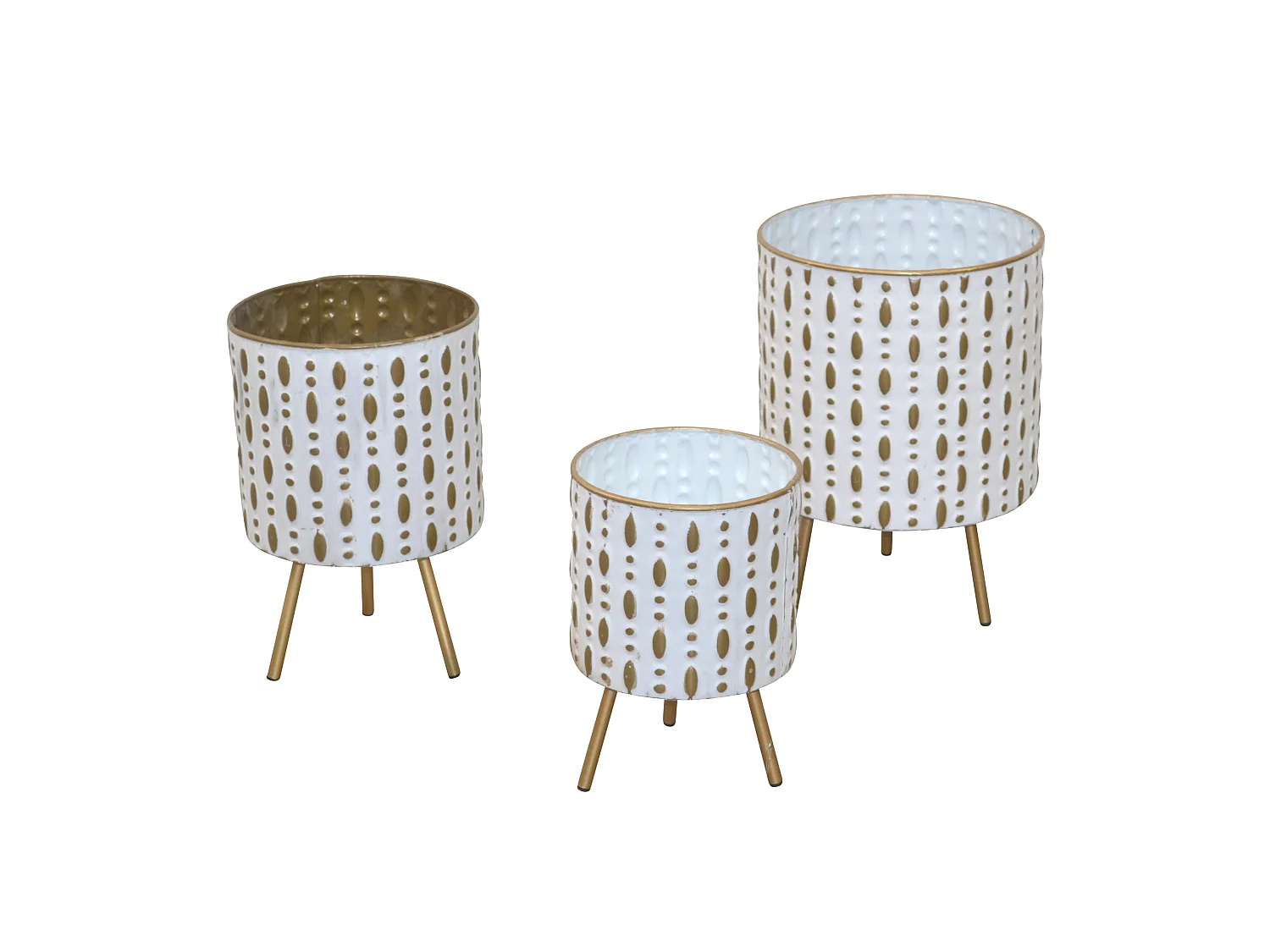 Ensemble de pots de métal blanche 26 x 26 x 36 cm ETA05029