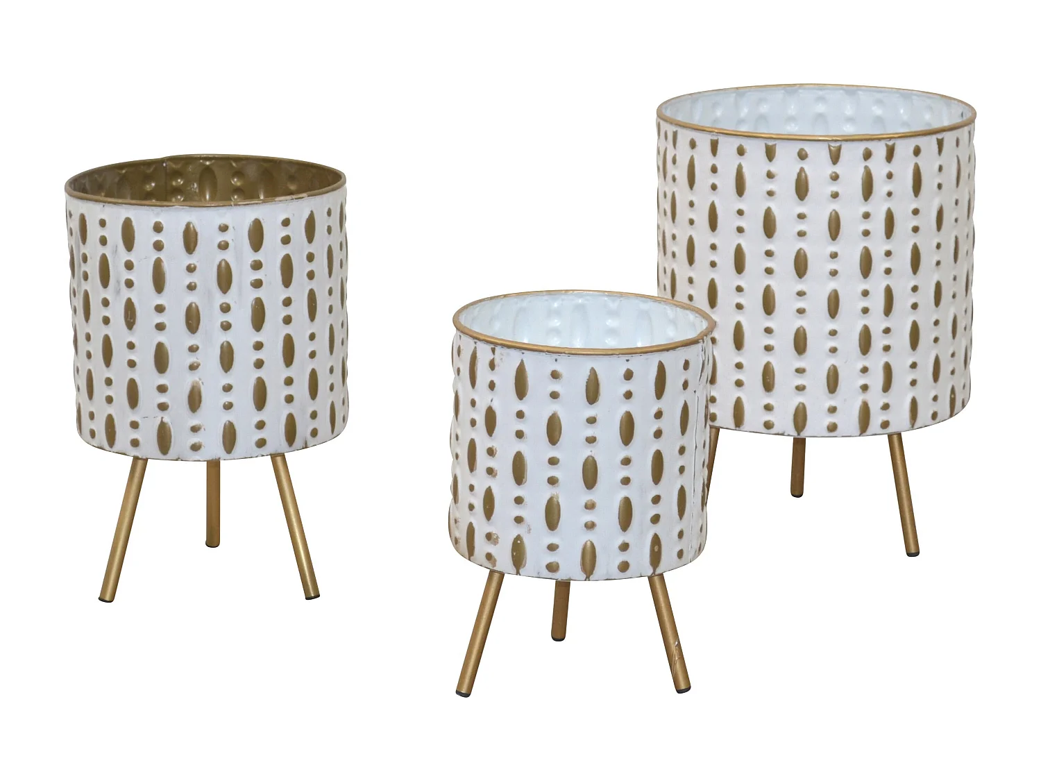 Ensemble de pots de métal blanche 26 x 26 x 36 cm ETA05029