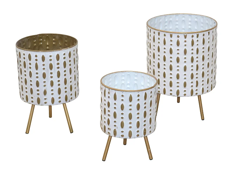 Ensemble de pots de métal blanche 26 x 26 x 36 cm ETA05029