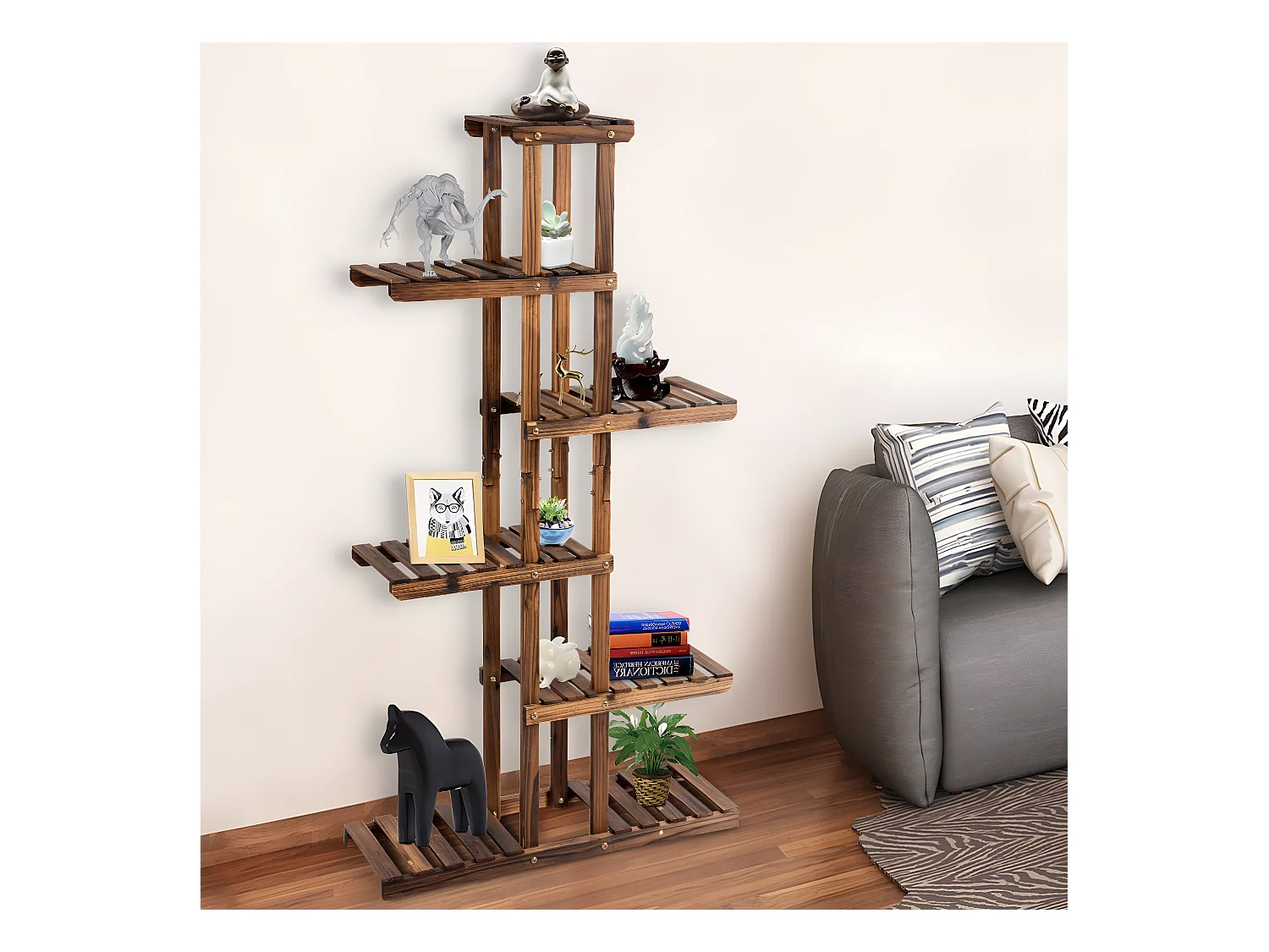 Etagère à fleurs en bois marron 75 x 25 x 140 cm 20_0000611