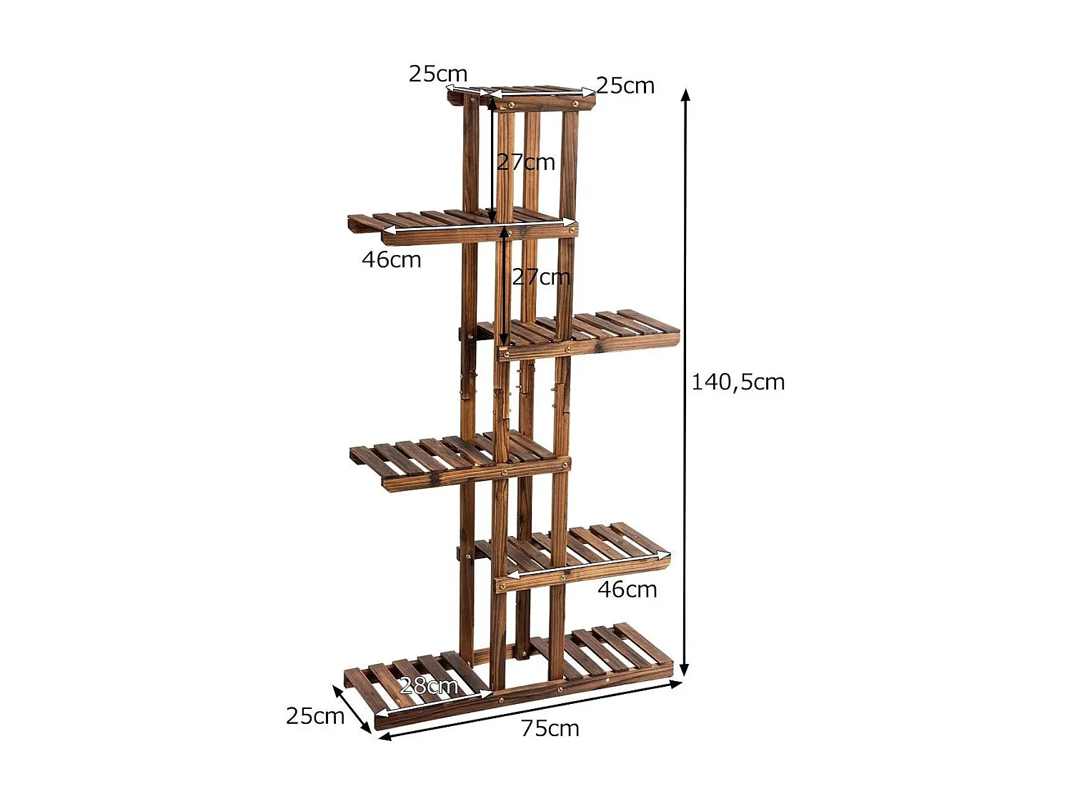Etagère à fleurs en bois marron 75 x 25 x 140 cm 20_0000611