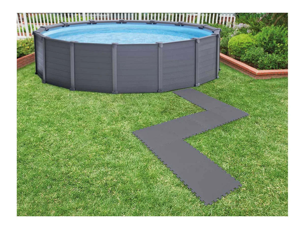 Lot de 8 dalles de protection de sol en mousse 50 x 50 cm grises épaisseur 5 mm pour piscine et spa - Intex