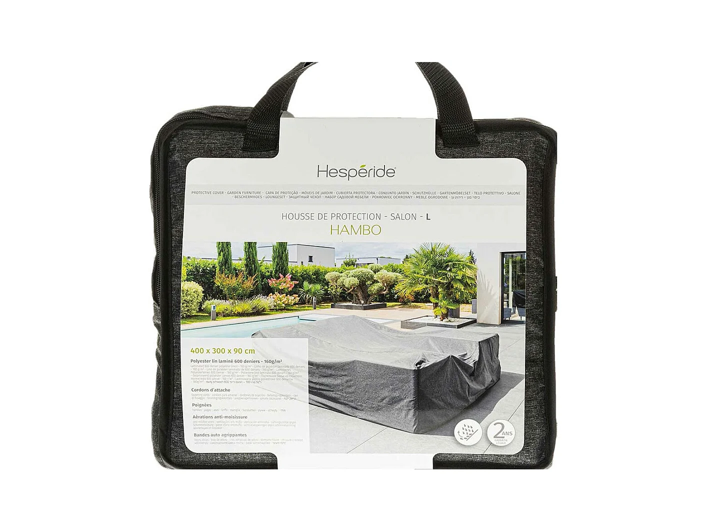 Housse pour salon de jardin Hambo L gris - 400 x 300 x 90 cm - Hespéride