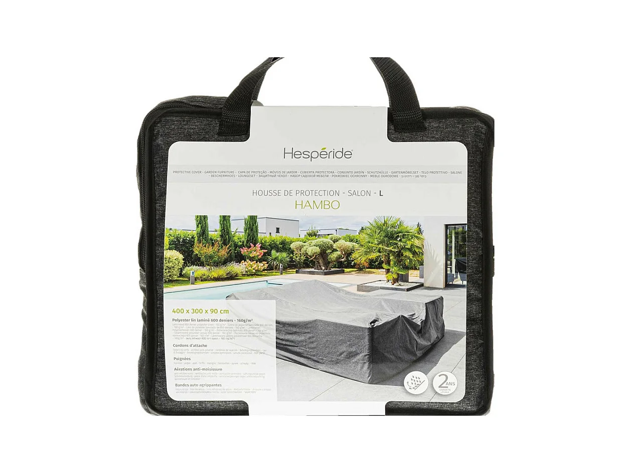 Housse pour salon de jardin Hambo L gris - 400 x 300 x 90 cm - Hespéride