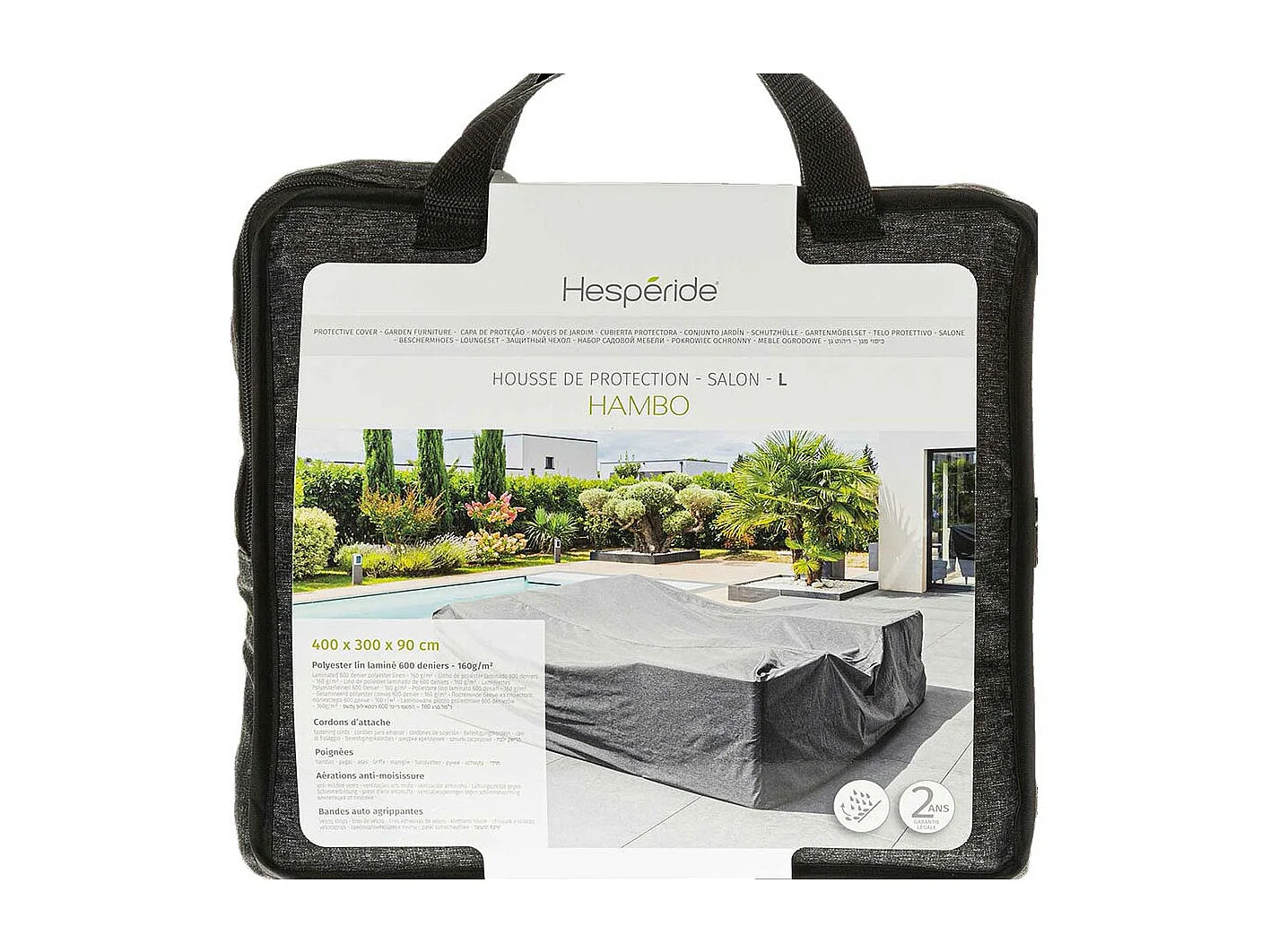 Housse pour salon de jardin Hambo L gris - 400 x 300 x 90 cm - Hespéride