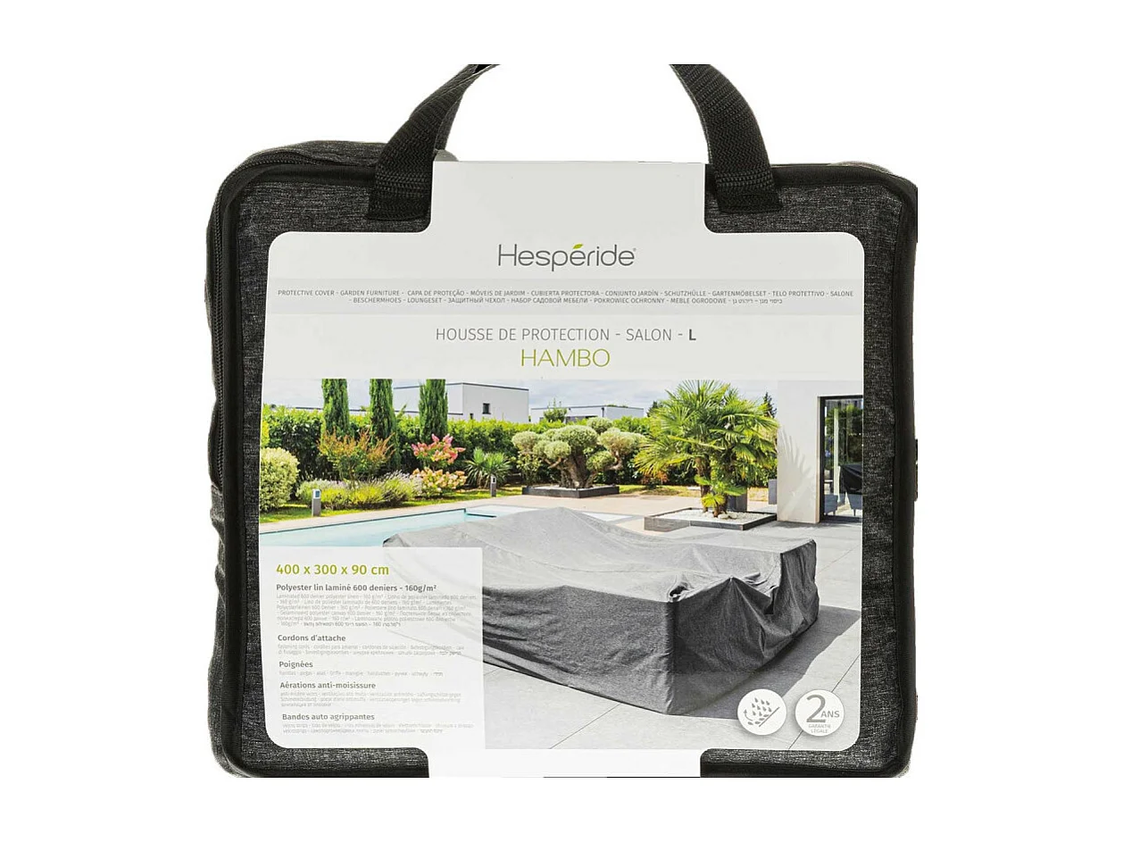 Housse pour salon de jardin Hambo L gris - 400 x 300 x 90 cm - Hespéride