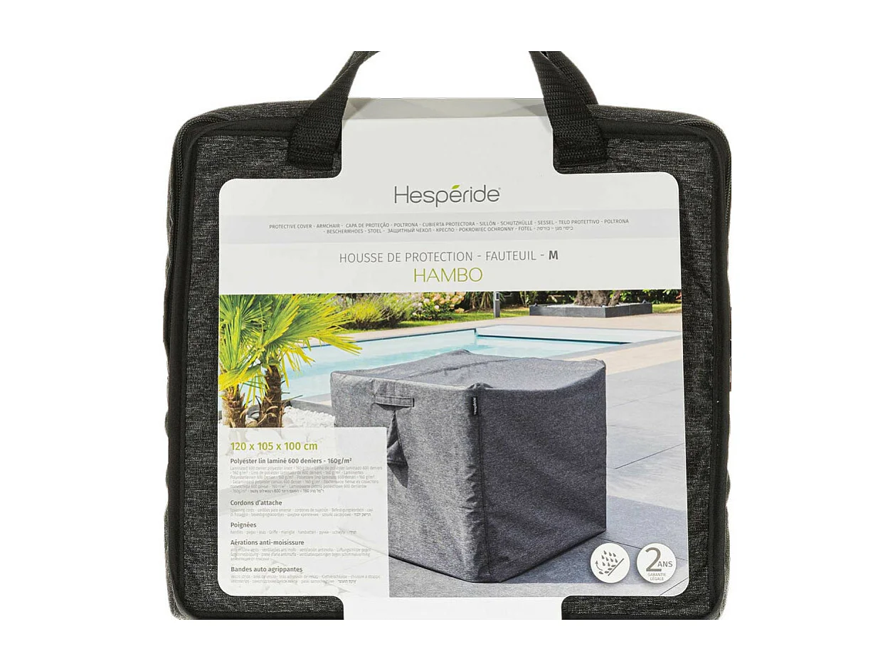 Housse pour fauteuil de jardin Hambo M gris - 120 x 105 x 100 cm - Hespéride