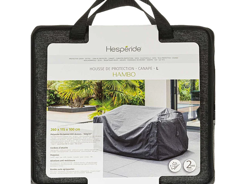 Housse pour canapé Hambo L gris - 260 x 115 x 100 cm - Hespéride
