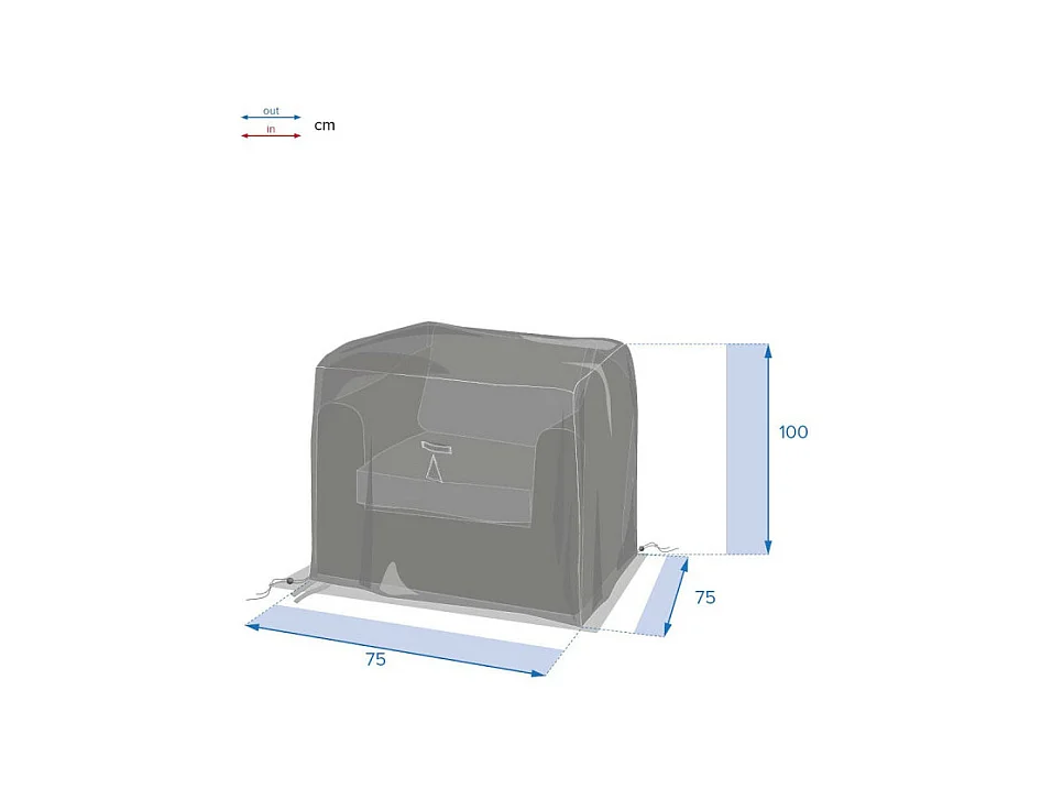 Housse pour fauteuil de jardin Hambo S gris - 100 x 75 x 75 cm - Hespéride