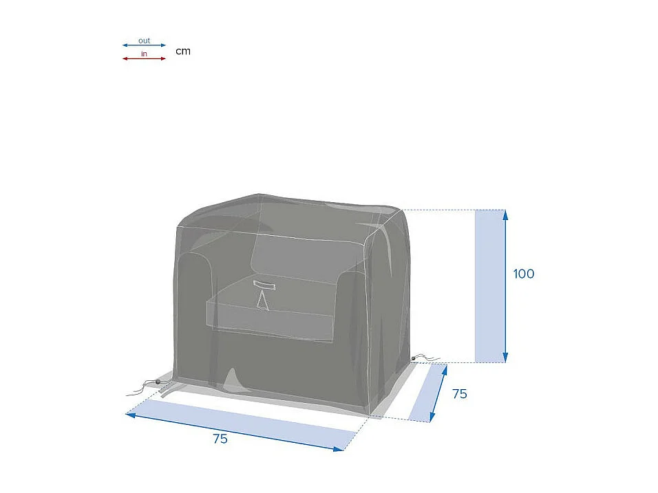 Housse pour fauteuil de jardin Hambo S gris - 100 x 75 x 75 cm - Hespéride