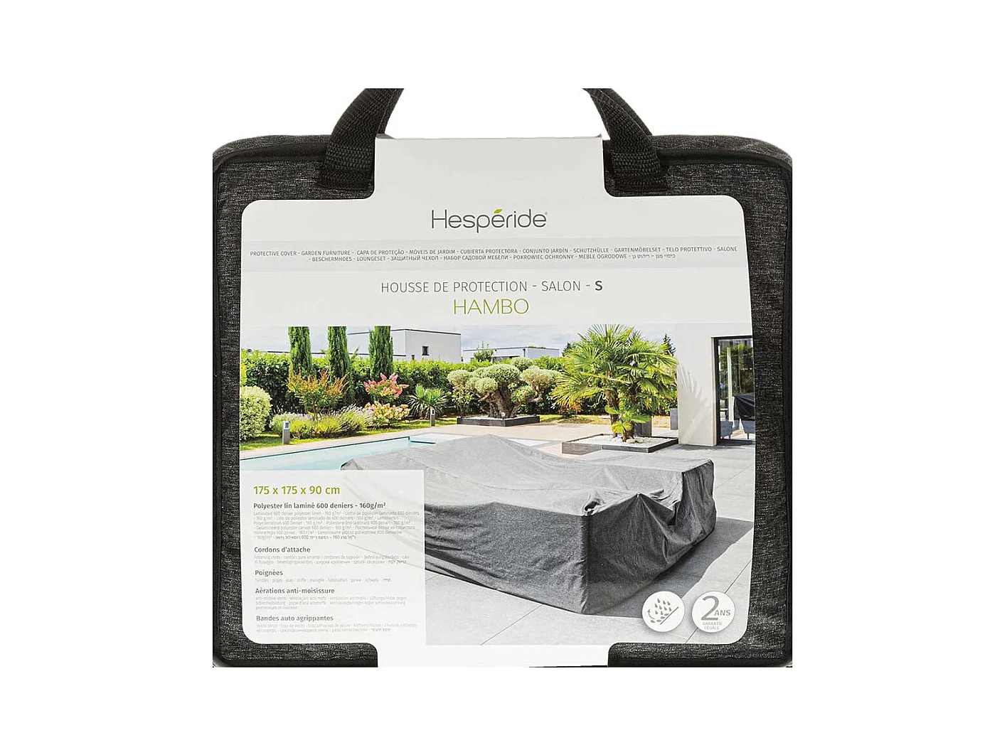 Housse pour salon de jardin Hambo S gris - 175 x 175 x 90 cm - Hespéride