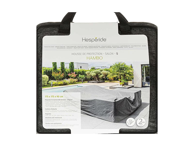 Housse pour salon de jardin Hambo S gris - 175 x 175 x 90 cm - Hespéride