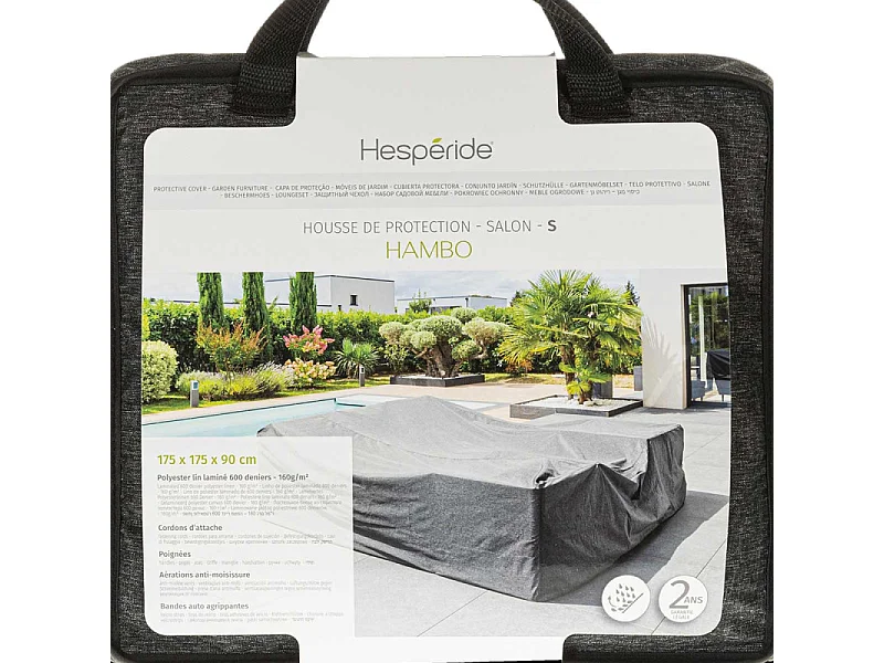 Housse pour salon de jardin Hambo S gris - 175 x 175 x 90 cm - Hespéride