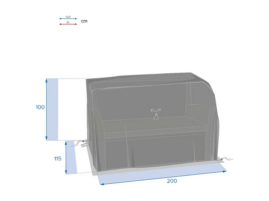 Housse pour canapé Hambo M gris - 200 x 115 x 100 cm - Hespéride